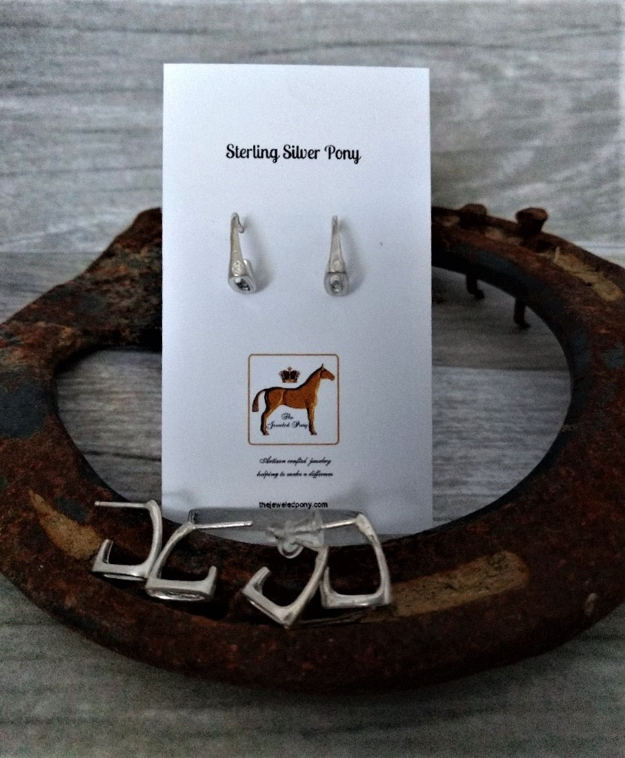 Sterling Silver Stirrup Huggie Earrings