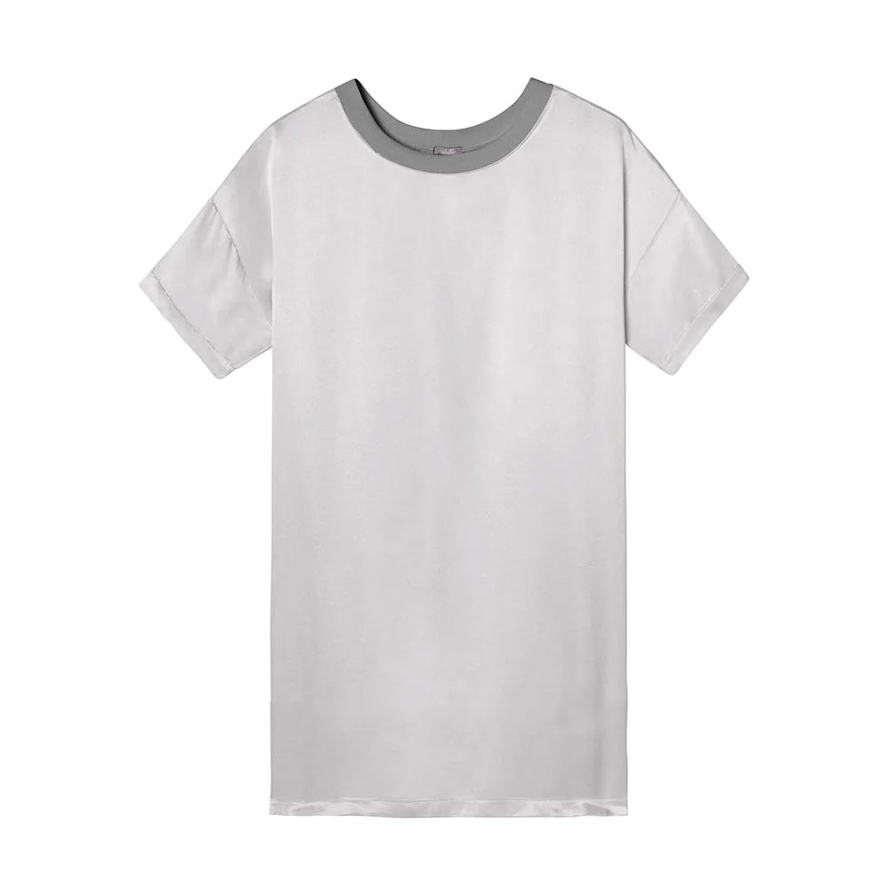 PJ Harlow Crew Neck Satin Oversized Night Shirt