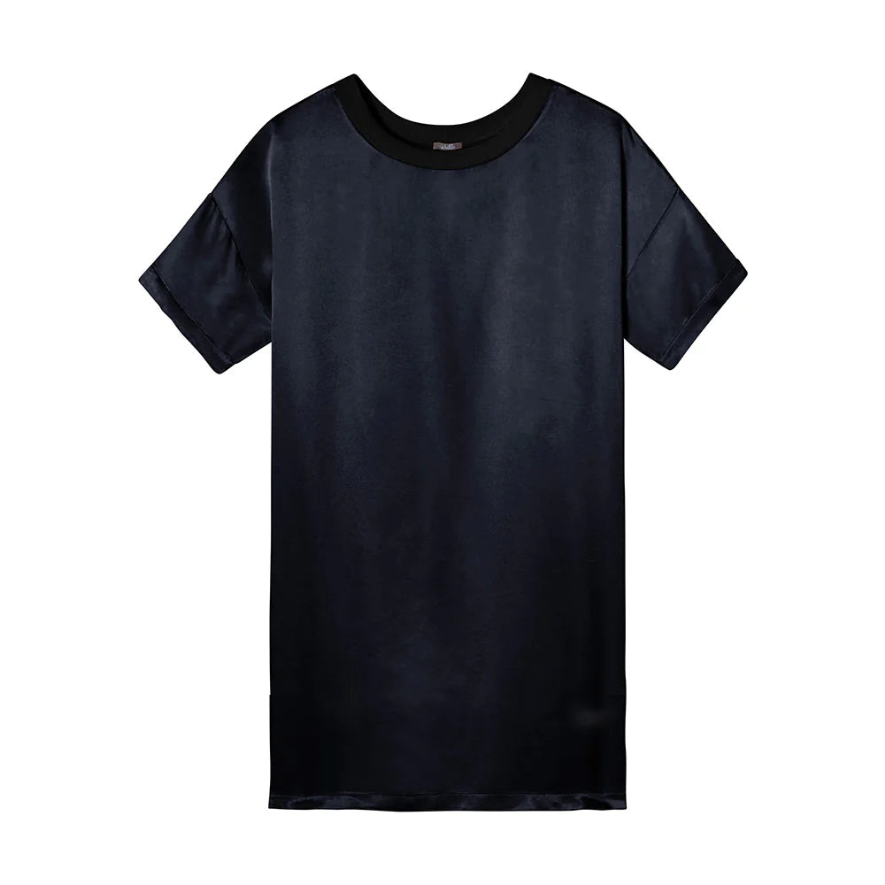 PJ Harlow Crew Neck Satin Oversized Night Shirt