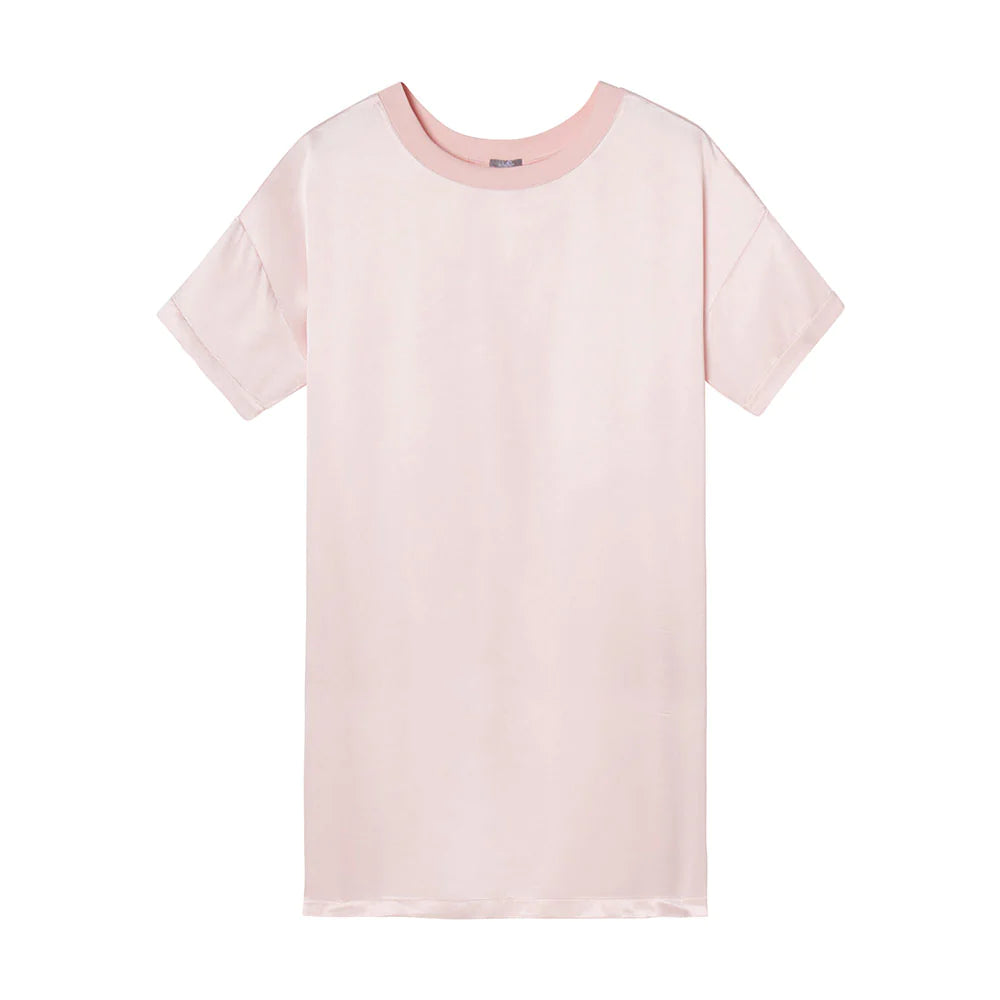 PJ Harlow Crew Neck Satin Oversized Night Shirt