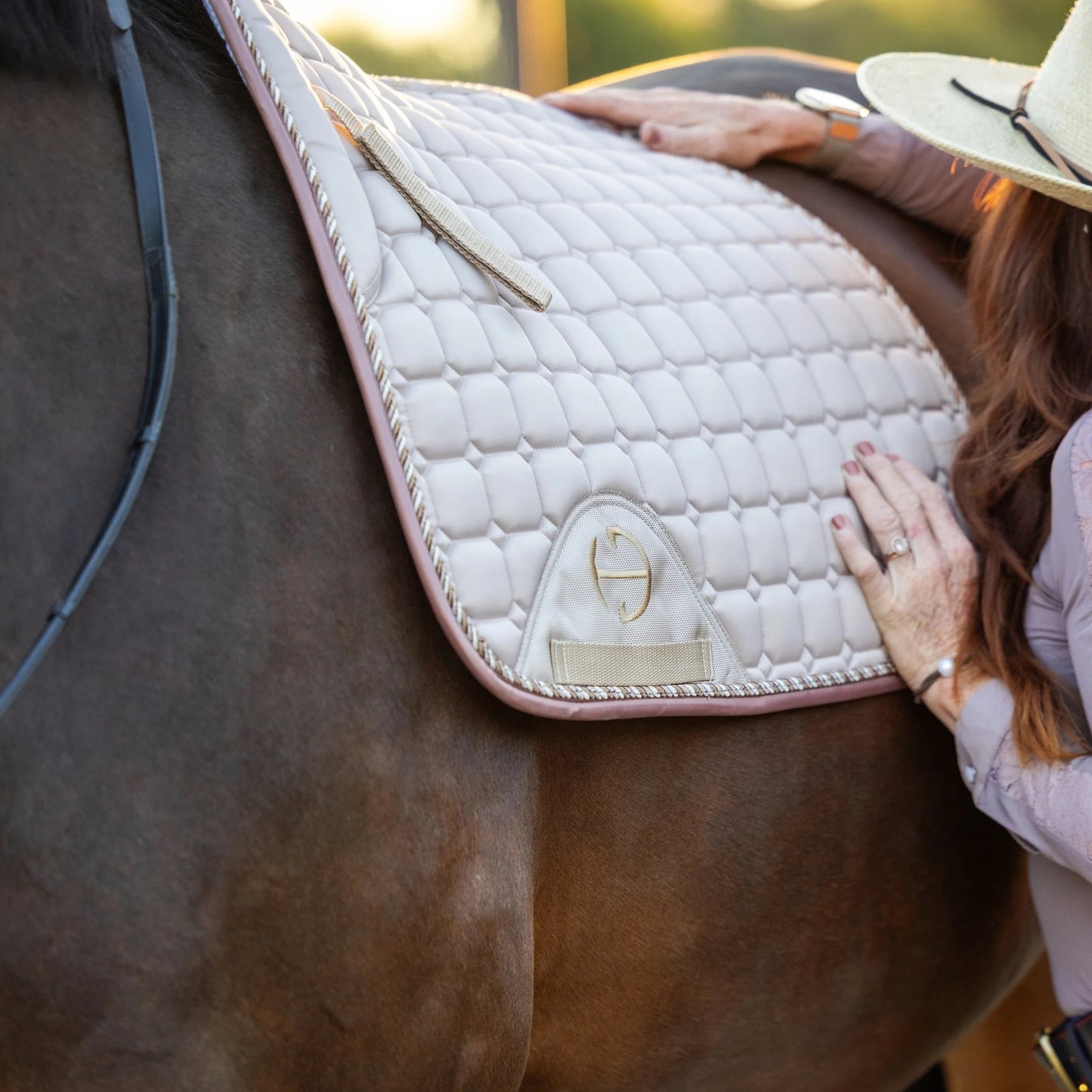 Halter Ego Satin Classic Dressage Saddle Pad - Champagne Taupe