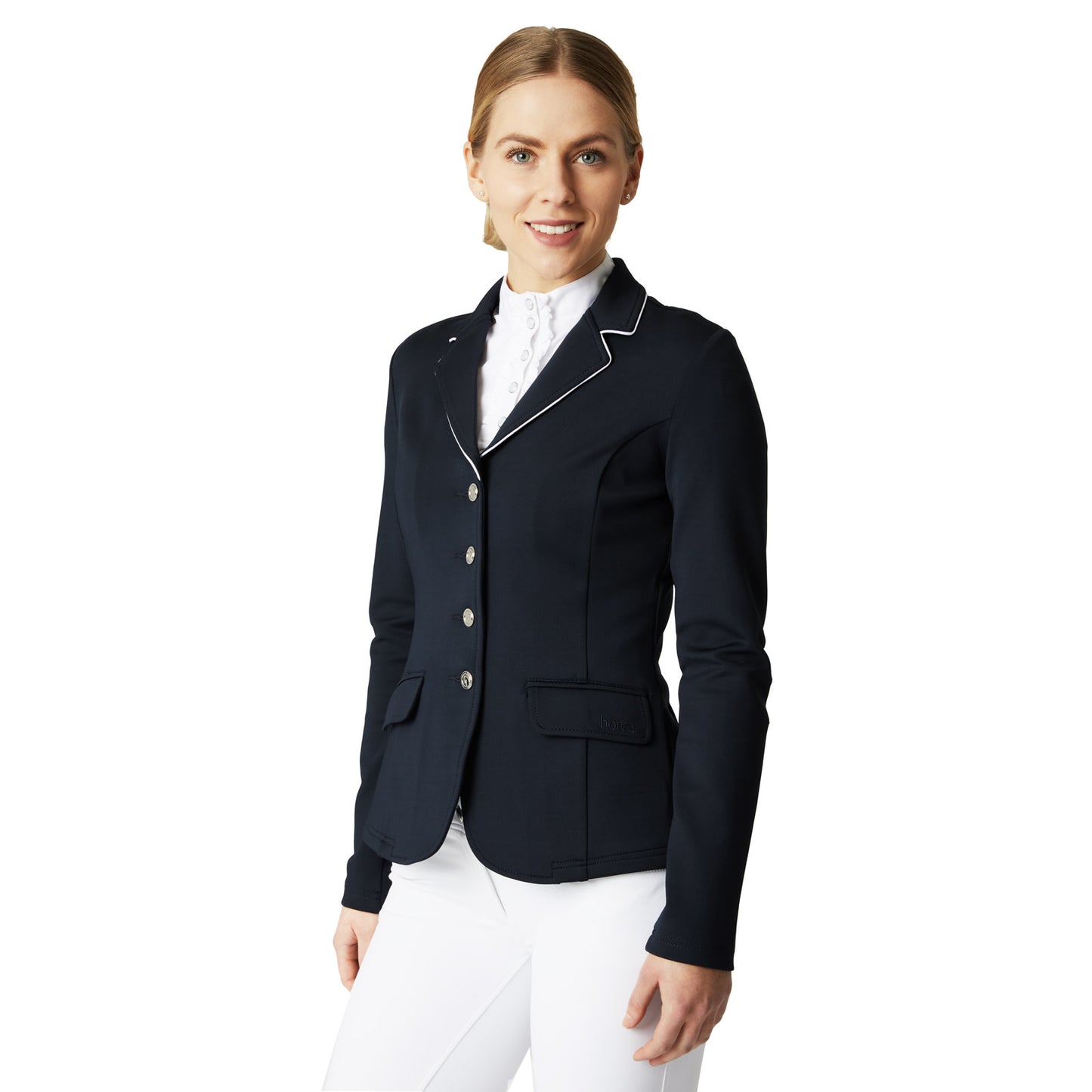 Horze Womens Show Jacket With White Piping