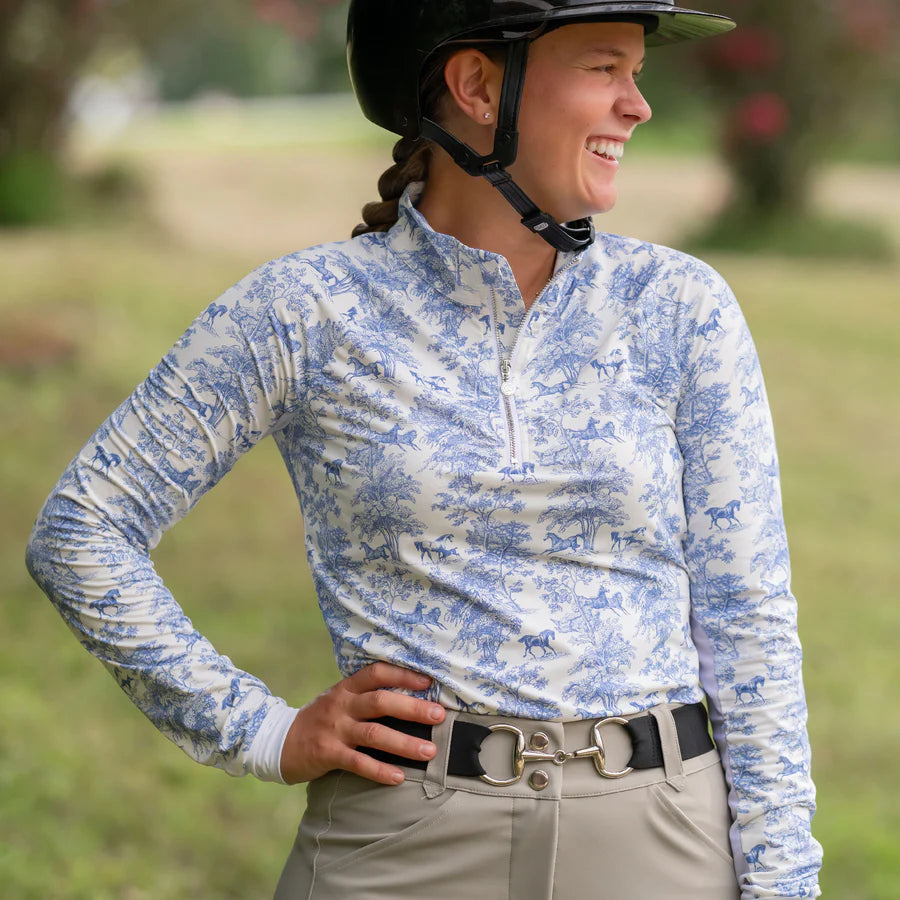 EQUESTRIAN TOILE 1/4 ZIP RIDING TOP ~ LIMITED EDITION