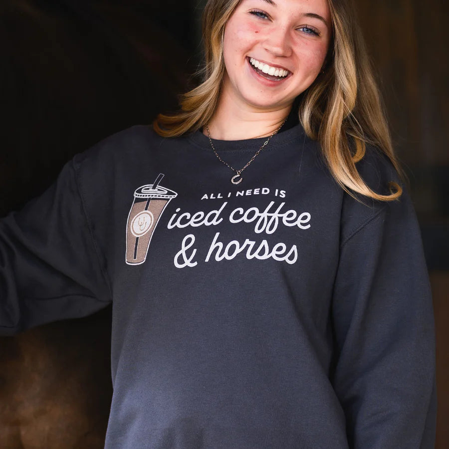 ICED COFFEE & HORSES SWEATSHIRT