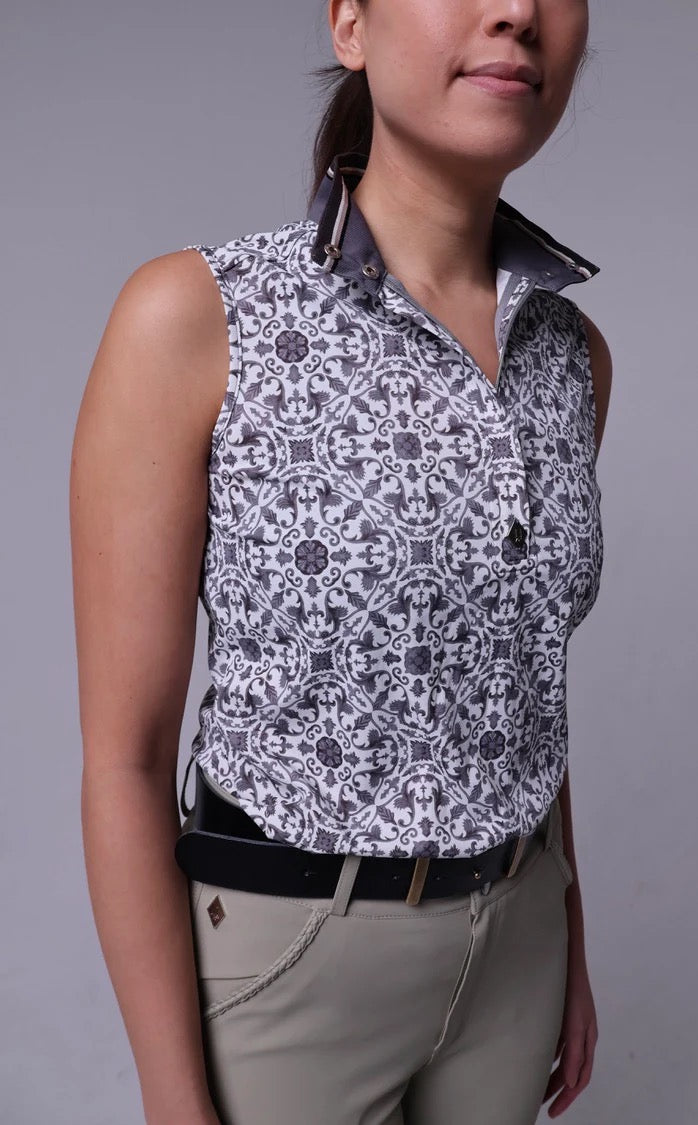 70 Degrees Ginger Jar Print Sun Shirt GREY SLEEVELESS